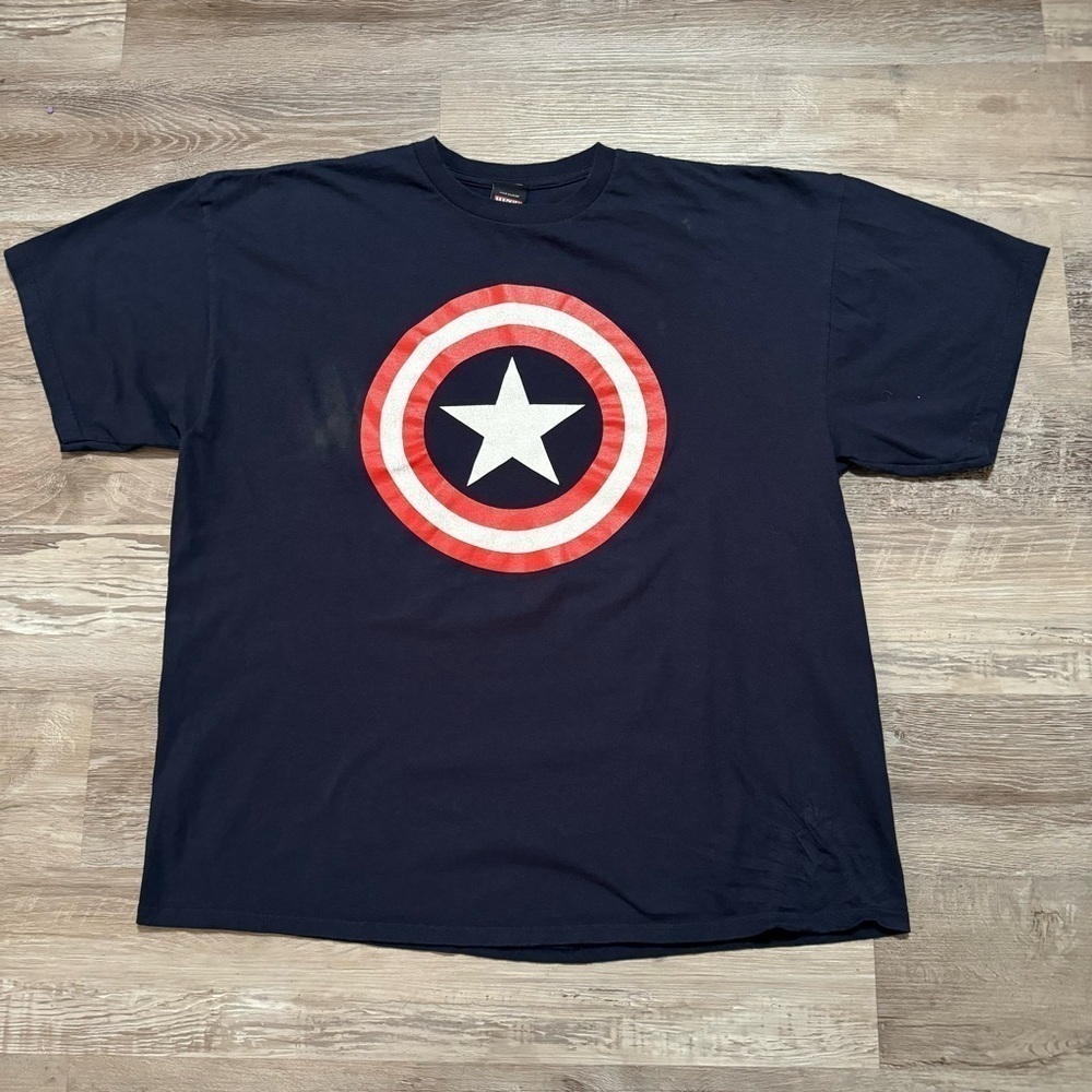 Marvel Captain America Mad Engine navy red t shirt men’s XXL 2XL 00s